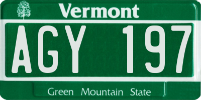 VT license plate AGY197