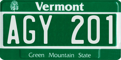 VT license plate AGY201