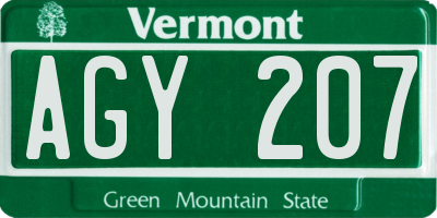 VT license plate AGY207