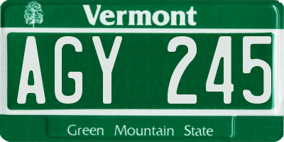 VT license plate AGY245