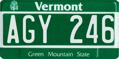 VT license plate AGY246