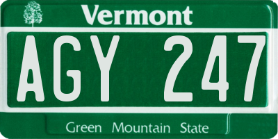 VT license plate AGY247