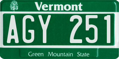 VT license plate AGY251