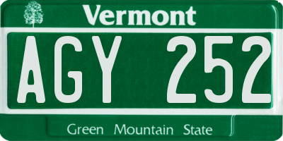 VT license plate AGY252