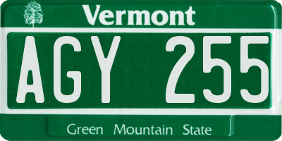 VT license plate AGY255