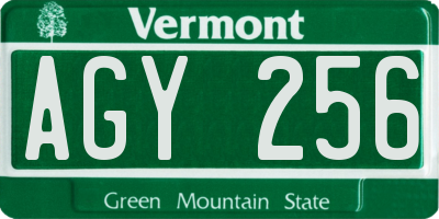 VT license plate AGY256