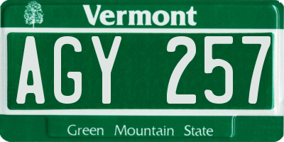 VT license plate AGY257