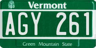 VT license plate AGY261