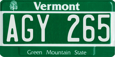 VT license plate AGY265