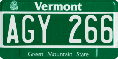 VT license plate AGY266