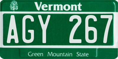 VT license plate AGY267