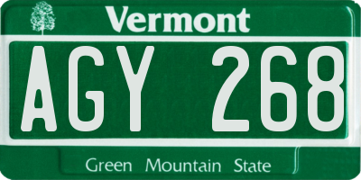 VT license plate AGY268