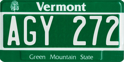 VT license plate AGY272