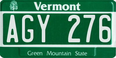 VT license plate AGY276