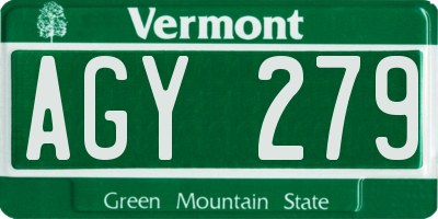 VT license plate AGY279