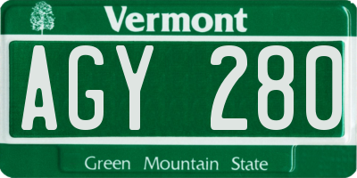 VT license plate AGY280