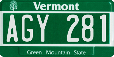 VT license plate AGY281
