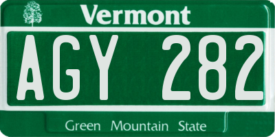 VT license plate AGY282