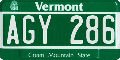 VT license plate AGY286