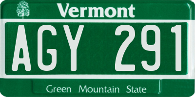 VT license plate AGY291