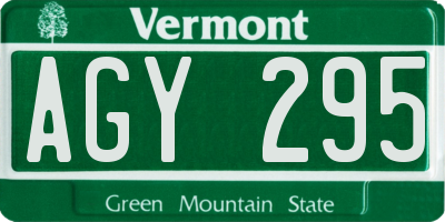 VT license plate AGY295