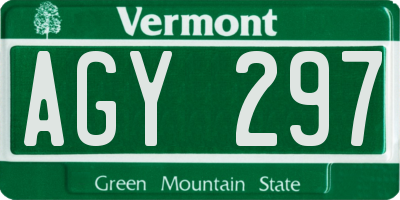 VT license plate AGY297