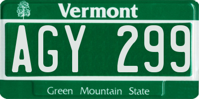 VT license plate AGY299