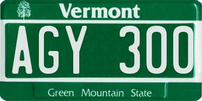 VT license plate AGY300