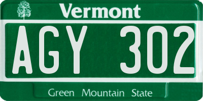 VT license plate AGY302