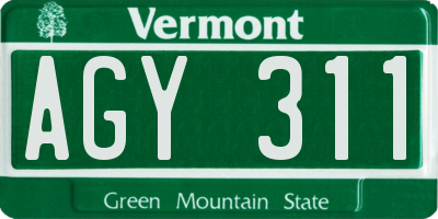 VT license plate AGY311