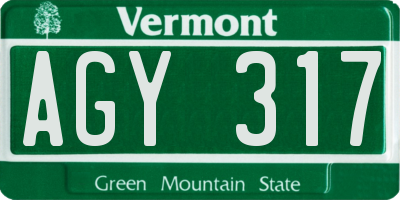VT license plate AGY317