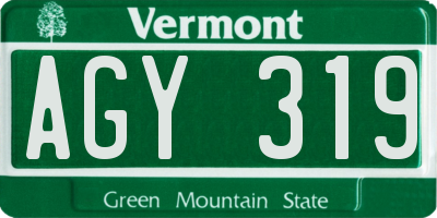 VT license plate AGY319