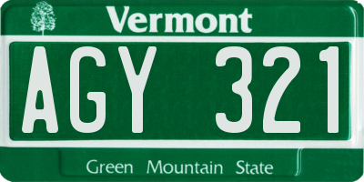 VT license plate AGY321