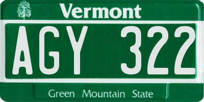 VT license plate AGY322