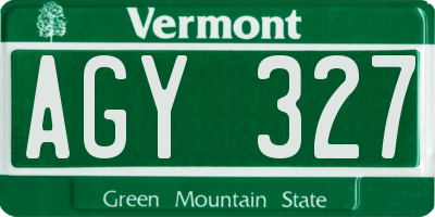 VT license plate AGY327