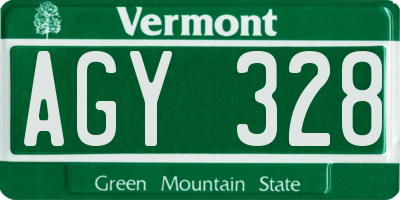 VT license plate AGY328