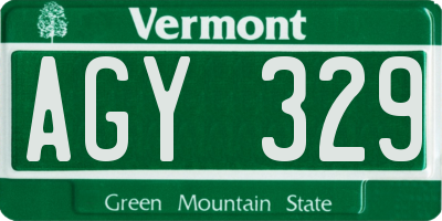 VT license plate AGY329