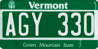 VT license plate AGY330