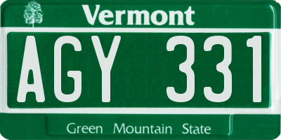 VT license plate AGY331