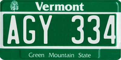 VT license plate AGY334