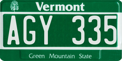 VT license plate AGY335