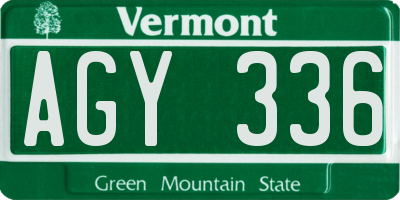 VT license plate AGY336