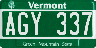 VT license plate AGY337