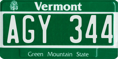 VT license plate AGY344