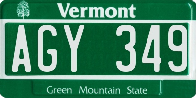 VT license plate AGY349
