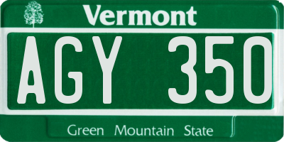 VT license plate AGY350