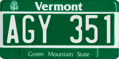 VT license plate AGY351