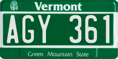 VT license plate AGY361