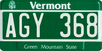 VT license plate AGY368