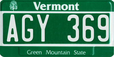 VT license plate AGY369